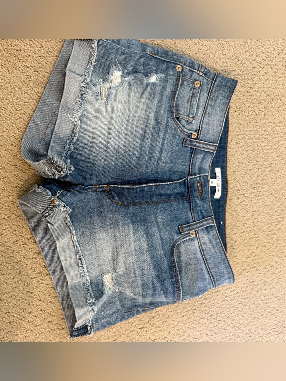 Distressed Light Wash Denim Shorts